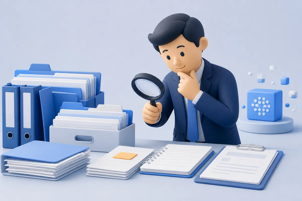 AIツールの比較表より先に社内の書類や記録の所在を確認する担当者