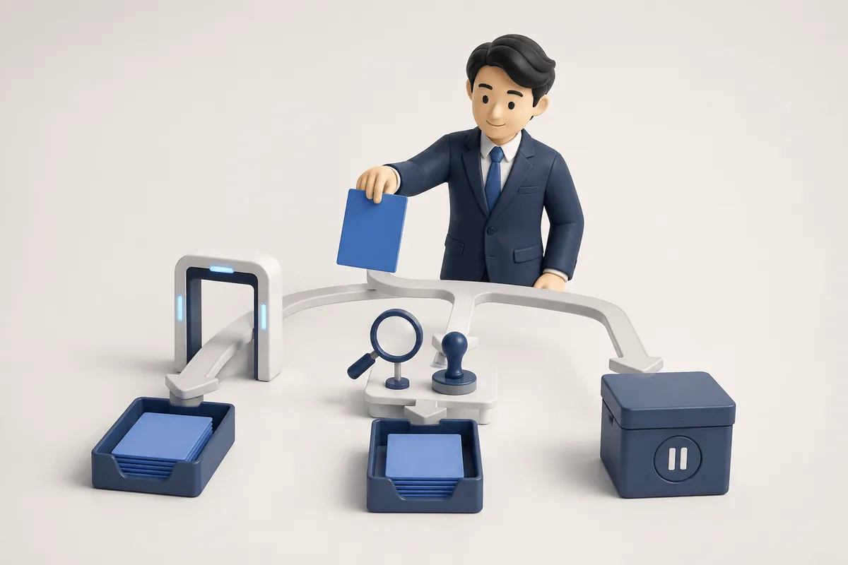 一つの業務を社外へそのまま出す・人が確認する・AIを使わないの三つに仕分ける担当者
