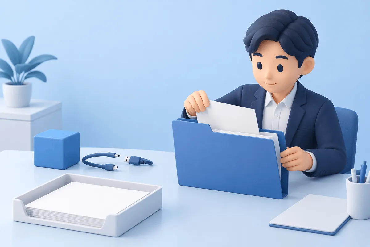 試験の記録を保管し、AIへの接続を閉じて従来の業務様式へ戻す場面