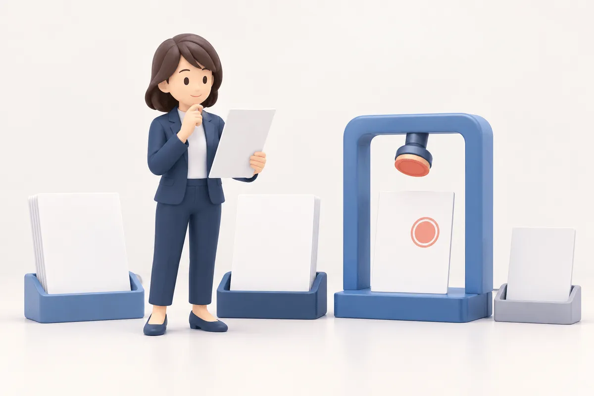 AIが整えた一次回答の下書きを、品質責任者が受付票と照合して承認する場面